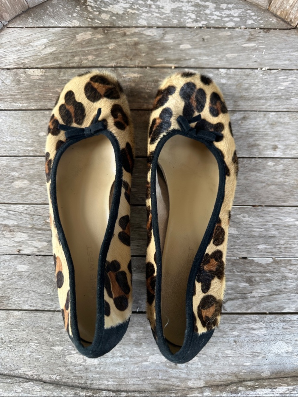 Nine West Leopard Print Ballet Flats - Tan/Black/Brown 8 1/2
